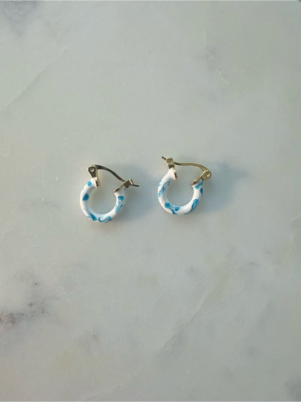 Blue and White Marbled Mini Hoops